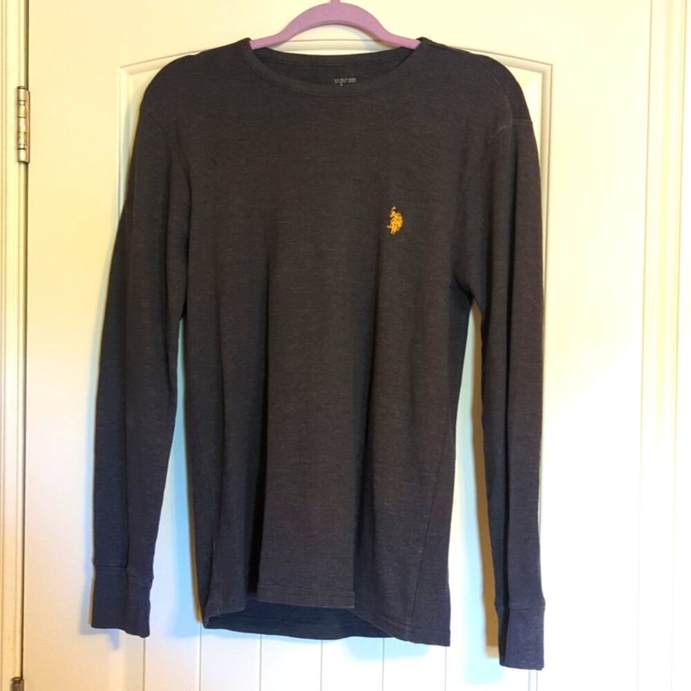 US Polo Association Brown Waffle Knit Sleepwear Long Sleeve Shirt Size M